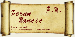 Perun Mančić vizit kartica